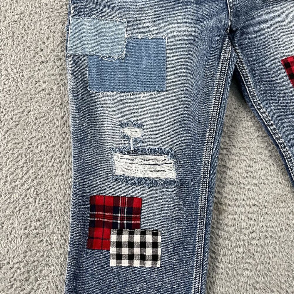 NWT Kancan Jeans Womens 31 High Rise Boyfriend Patch Denim - Picture 9 of 10